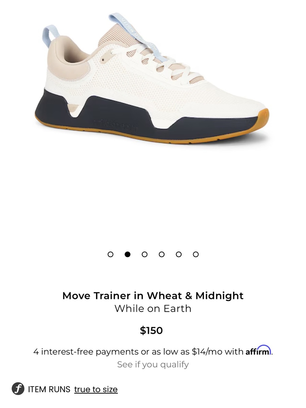 Move Trainer Men’s 7.5/ Women’s 9 Sneakers in Wheat, Midnight & Gumsole NIB